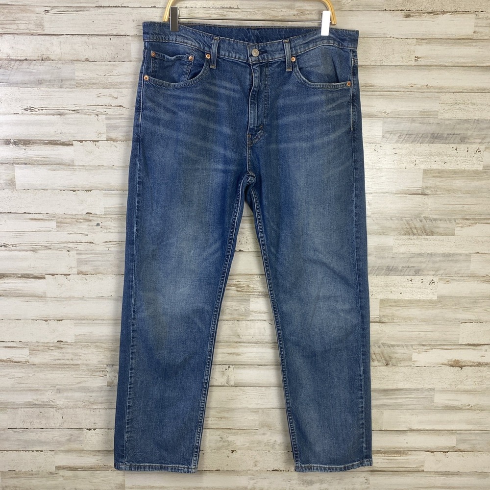 Levi's 559 Jeans Men 36x30 Blue Denim Relaxed Straight Fit Whiskered Medium Wash